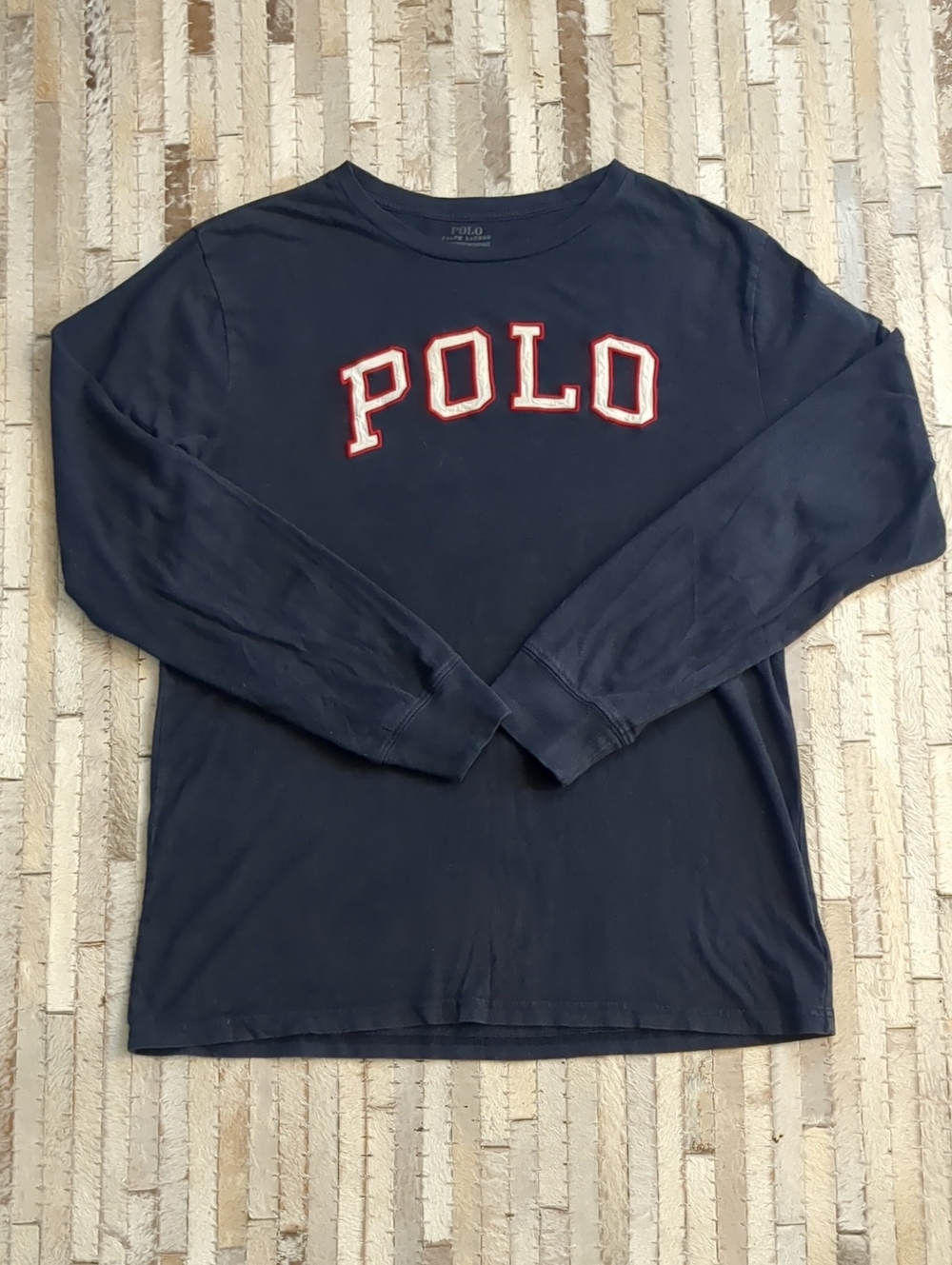 Polo Ralph Lauren Boys USA Flag Long Sleeve Navy Tee Boys XL